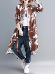 Loose Cropped Printed Long Shirt