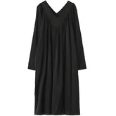 Women V-Neck Solid Color Dress