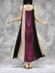 Stitching Contrast Color Hanging Wide Loose Simple Dress