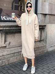 Loose Split-side Hoodie Long Dress