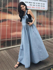 Loose Wide-Leg Jean Long Slip Dress