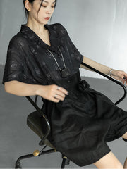 Stylish Printed Original Loose Flax Jumpsuit