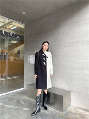 Casual Single-Breasted Clashing Shirtdress