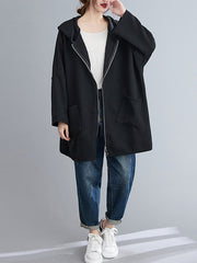 Women Loose Hooded Casual Jacket