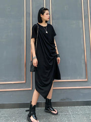 Loose Cropped Ruffled Thin Midi Dress