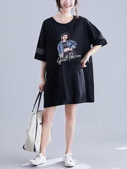 Urban Loose Split-Joint Half Sleeve Dress