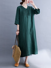 Half Sleeve Solid Casual Maxi Dress