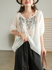 Loose Head Retro Wood Ear Strap Shirt