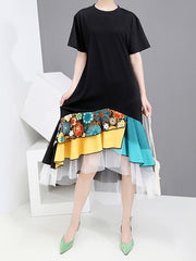 Casual Split-joint Gauze Long Dress