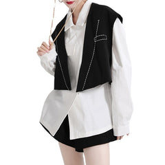 Casual Lapel Collar Irregular Design Long Sleeve Shirt