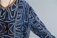 Vintage Abstract Printed  V-Neck T-Shirt