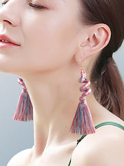 Hand-Woven Bohemian Long Tassel Earrings