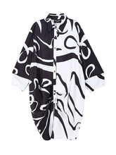 Loose Abstract Printed Lapel Shirt Dress