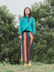 Loose Stripe Ramie Cotton Pants