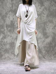 Original Solid Irregularity Pleats Dress