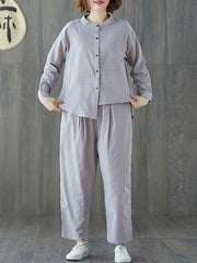 Loose Striped Comfortable Cotton Suits