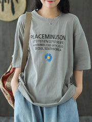 Original Flower&Letter Print T-Shirt