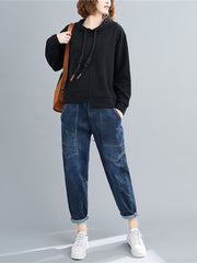 Women Solid Color Irregular Casual Sweatshirt