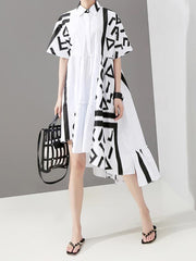 Original Printed Cropped Lapel Dress