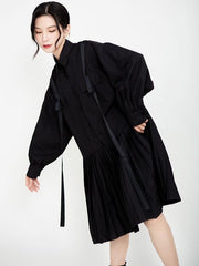 Vintage Solid Ribbon Midi Dress