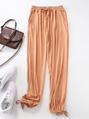 Comfortable Drawstring Elasticity Solid Pants