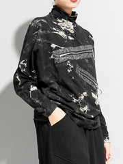Women Tie Dye Long Sleeve Stand Collar Sweatshirt