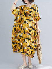 Loose Comfortable Cotton Yellow Dress
