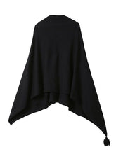 Simple V-Neck Knitting Cape Outwears
