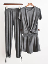 Three Pieces Solid Color Comfort T-Shirt And Pants Suit