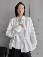 Loose Irregular Solid Color Long Sleeve Shirt