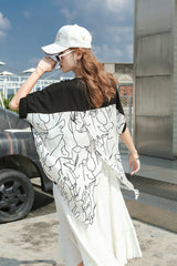 Printed Loose Round-Neck Irregular T-Shirt