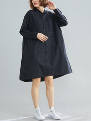 Loose Splicing Asymmetrical Hoodie Dress