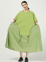 Loose Cropped Splicing Round-Neck Dress