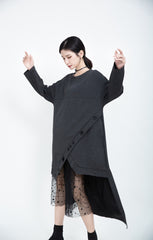 Women Stitching Loose Mesh Dress