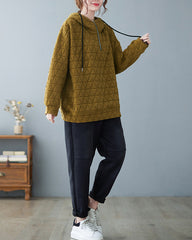 Plaid Loose Hooded Sweatshirt