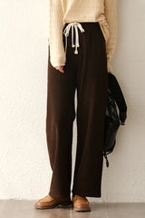 Causal Solid Color High-Waist Thicken Pants