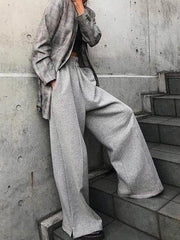 Simple 2 Colors Wide Leg Bottom Casual Pants