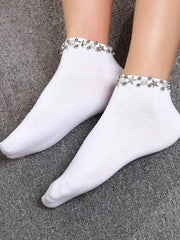 Casual Solid Rivet Ankle Sock