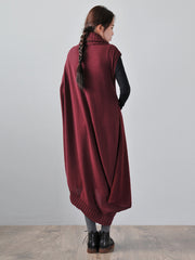 Turtleneck Knitted Stitch Woolen Midi Dress Two-Piece Suit