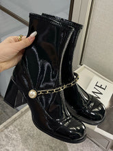 Retro Contrast Color Middle Heels Martin Boots