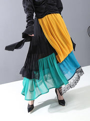 Stylish Cropped Contrast Color Splicing Skirt