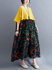 Original Floral Round-Neck Dress