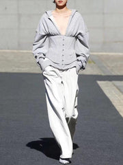 Minority Designed Solid Waist Shaping Sweatshirt