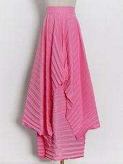 Stylish Pleated Pure Color Irregular Empire Waisted Skirts