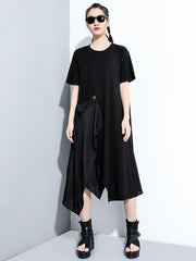 Original Solid Short Sleeves Irregularity Dress