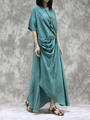 Original Solid Irregularity Pleats Dress