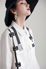 Original Design Lace-Up Splicing Shirt