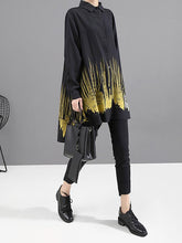 Loose Printed Asymmetric Lapel Long Shirt