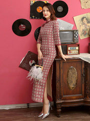 Vintage Plaid Improved Long Cheongsams