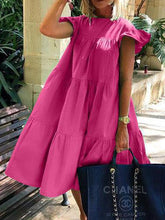 Solid Ruffled Casual Midi Dress